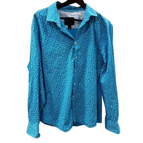 Egara Men’s Modern Fit turquoise blue button front big & tall shirt size XXL - Picture 1 of 5